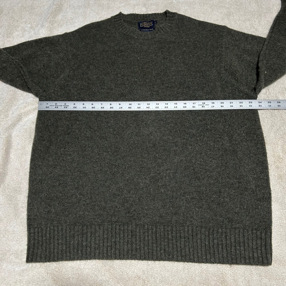 Pendleton Sweater Mens XL Grey Washable Wool Crew Neck - Picture 6 of 8